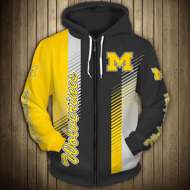 Michigan Wolverines Striped Hoodie - Go Blue!